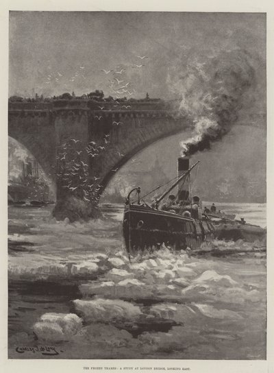 La Tamise Gelée, une Étude au Pont de Londres, regardant vers l